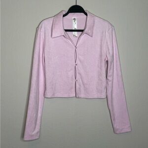 Fabletics Terry Long-Sleeve Cut-Out Top-‎ Sz L